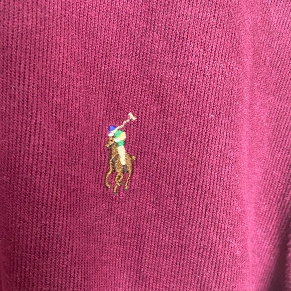 Vintage 90s Polo Ralph Lauren Estate Rib Polo Sweater Mens M Shirt Burgundy - Picture 3 of 7